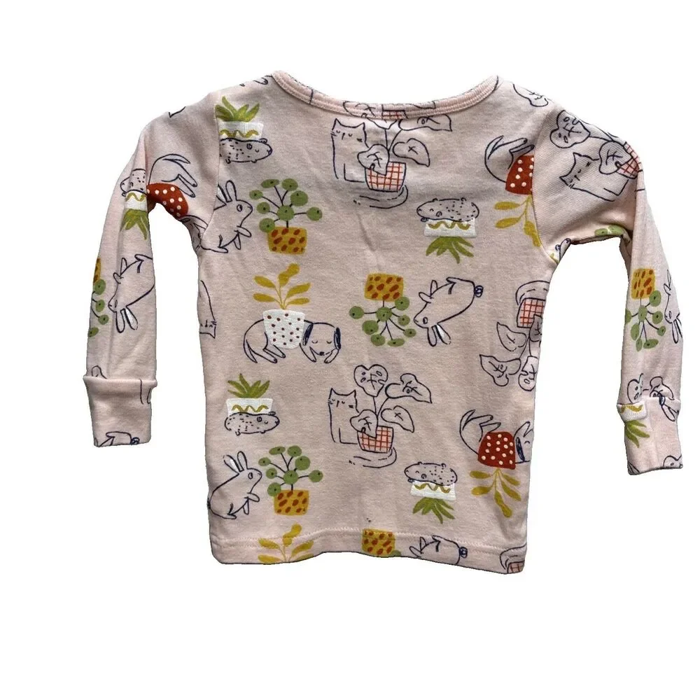 Carter's Toddler Girls Cute Dog Cat Lace Cotton Long Sleeve PJ Top Pink 12 Month